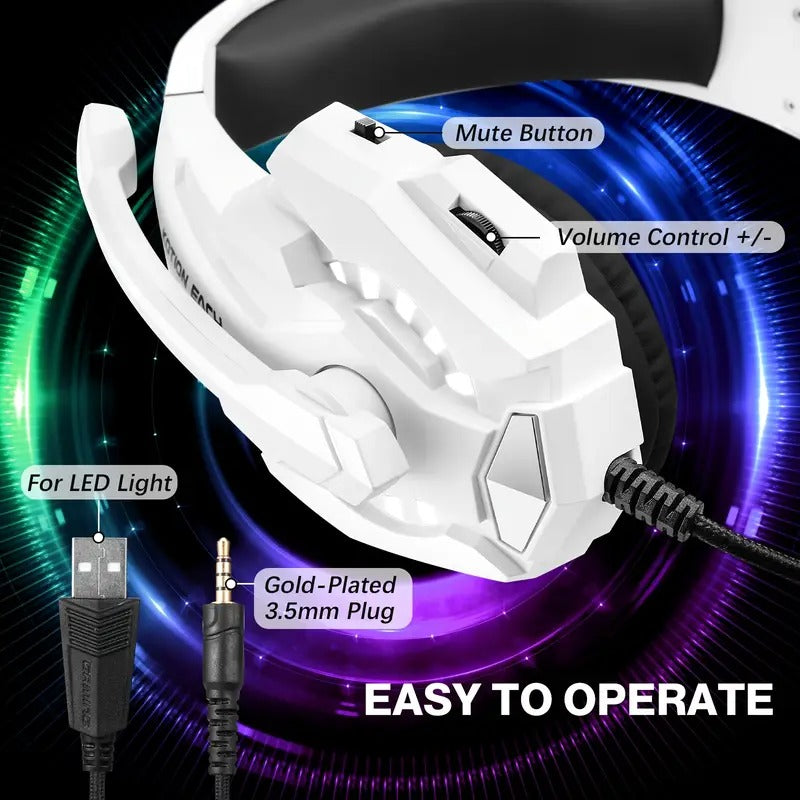 Pro Gaming Headset with LED Light and Microphone